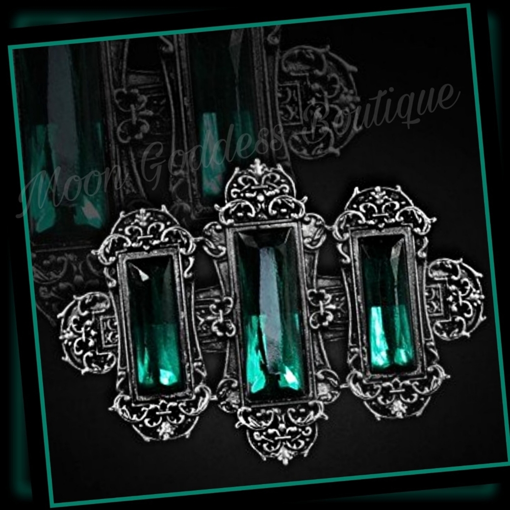 Gothic Emerald Victorian hair barrette